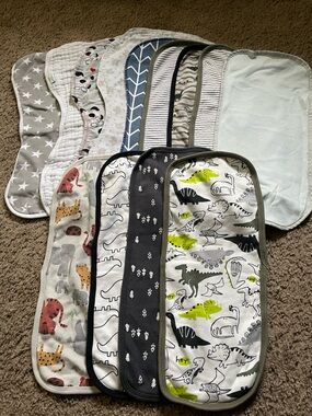 Boy baby burp rag cloths, 13 pcs